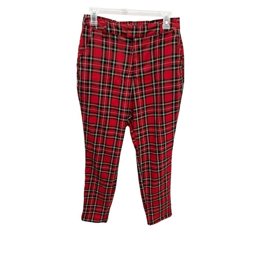 Hot Topic Women's Medium Tartan Plaid Pants High Waist Gothic Punk Tapered Leg